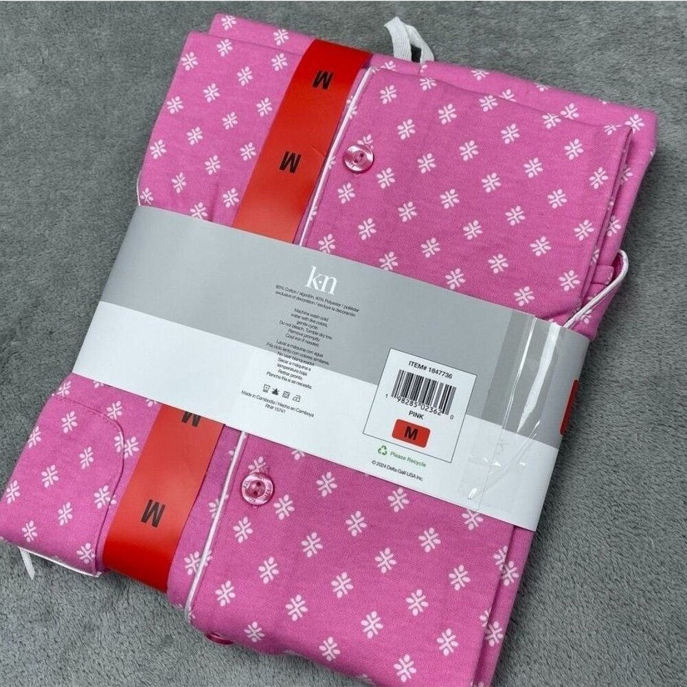 Karen Neuburger 2 Piece Pajama Set Medium Pink Floral Pattern d0999 - Picture 4 of 4